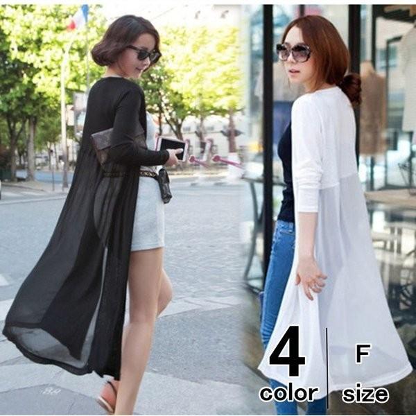 ●訳あり   難あり サマーカーディガン UVカット ロング シフォン切り替え 紫外線対策 SALE セール   返品不可 | 