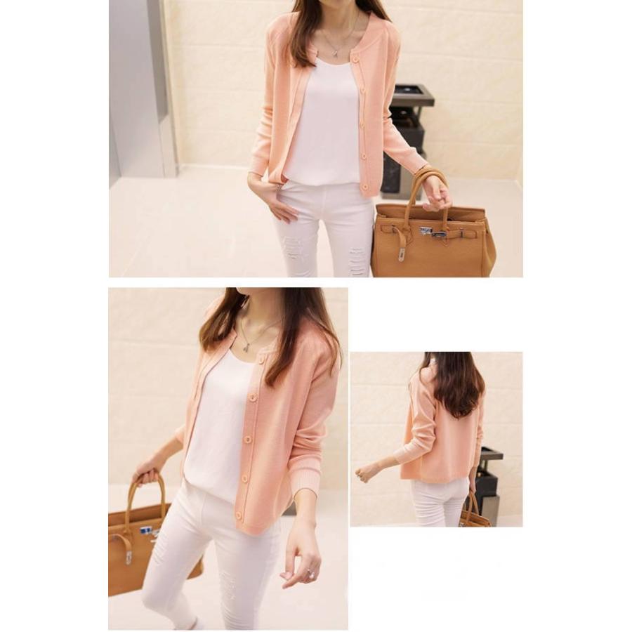 ニットカーディガン レディース  夏 服 丸首 立ち襟 ショート丈 ボタン ホール 無し 長袖 無地おうちコーデ (アパレル)おうちコーデ (アパレル) |  | 10