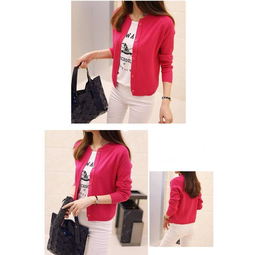 ニットカーディガン レディース  夏 服 丸首 立ち襟 ショート丈 ボタン ホール 無し 長袖 無地おうちコーデ (アパレル)おうちコーデ (アパレル) |  | 13