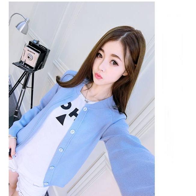 ニットカーディガン レディース  夏 服 丸首 立ち襟 ショート丈 ボタン ホール 無し 長袖 無地おうちコーデ (アパレル)おうちコーデ (アパレル) |  | 04