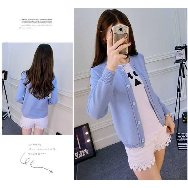 ニットカーディガン レディース  夏 服 丸首 立ち襟 ショート丈 ボタン ホール 無し 長袖 無地おうちコーデ (アパレル)おうちコーデ (アパレル) |  | 05