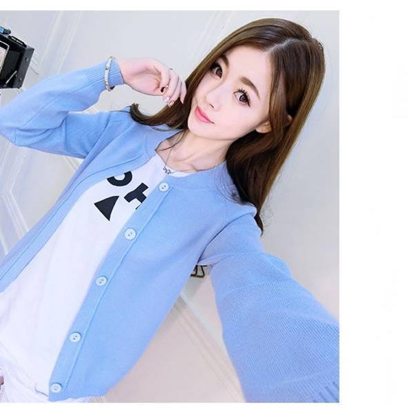 ニットカーディガン レディース  夏 服 丸首 立ち襟 ショート丈 ボタン ホール 無し 長袖 無地おうちコーデ (アパレル)おうちコーデ (アパレル) |  | 06