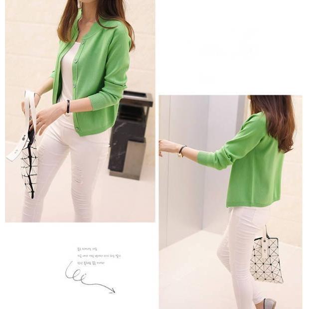 ニットカーディガン レディース  夏 服 丸首 立ち襟 ショート丈 ボタン ホール 無し 長袖 無地おうちコーデ (アパレル)おうちコーデ (アパレル) |  | 08