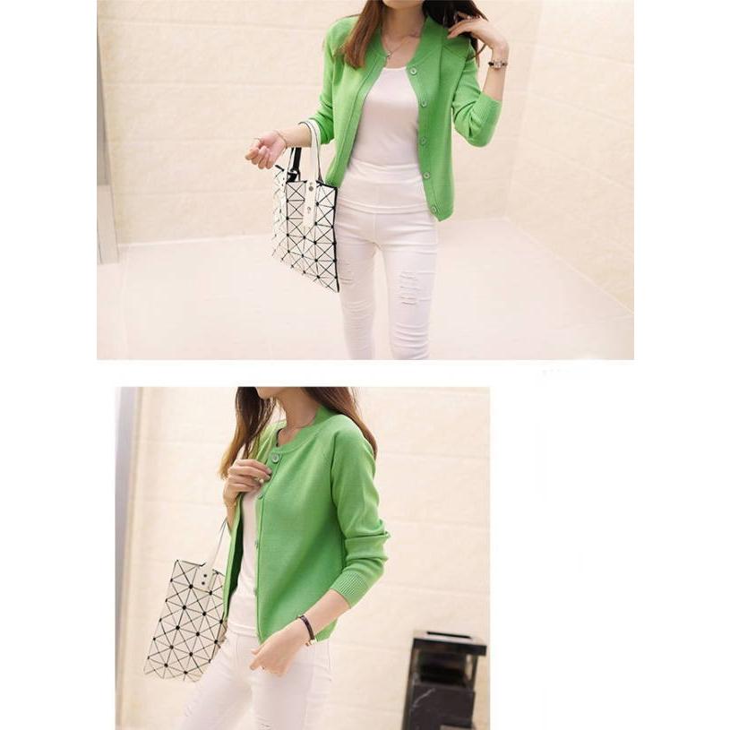 ニットカーディガン レディース  夏 服 丸首 立ち襟 ショート丈 ボタン ホール 無し 長袖 無地おうちコーデ (アパレル)おうちコーデ (アパレル) |  | 09