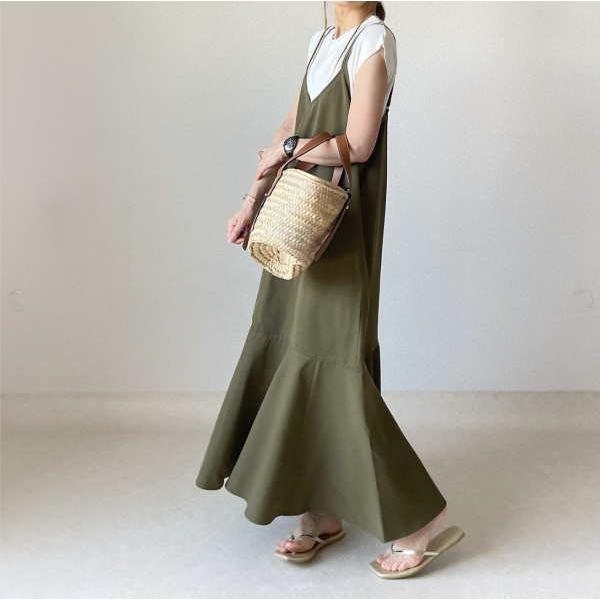 サロペット オールインワン マキシ丈 ジャンパースカート ロング リネン 無地  レディース |  | 13