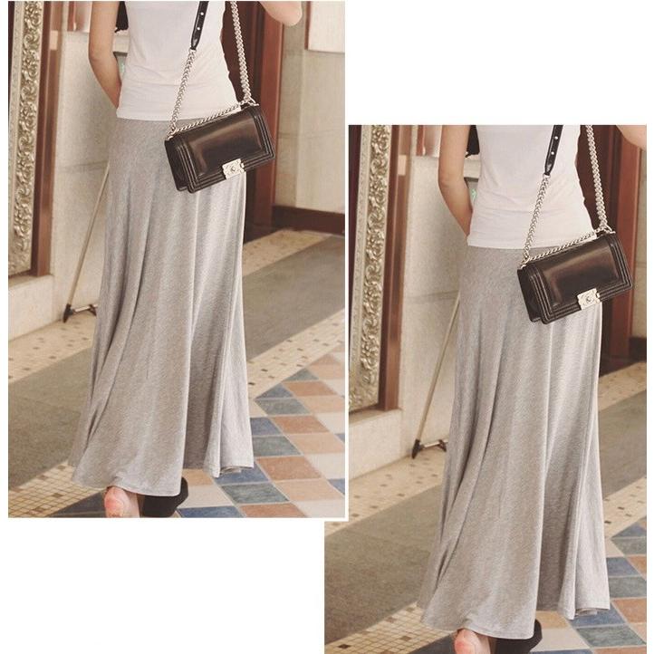 スカート ロングスカート マキシスカート 薄手 フレアスカート ウエストゴム 無地 レディース |  | 03