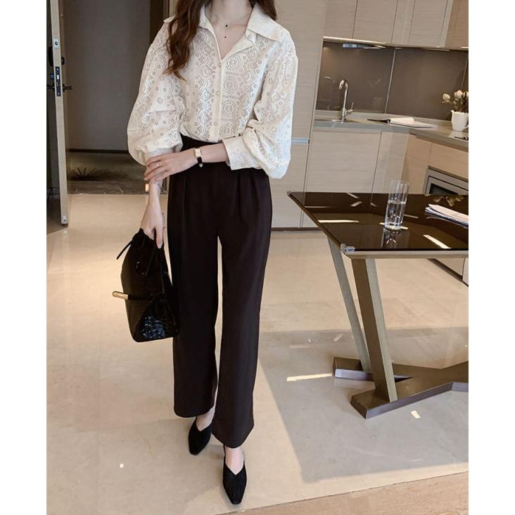 tシャツ Tシャツ シャツ ブラウス  レディース 花柄レース  トップス 長袖  ビジネス  オフィス 通勤 OL きれいめ |  | 05