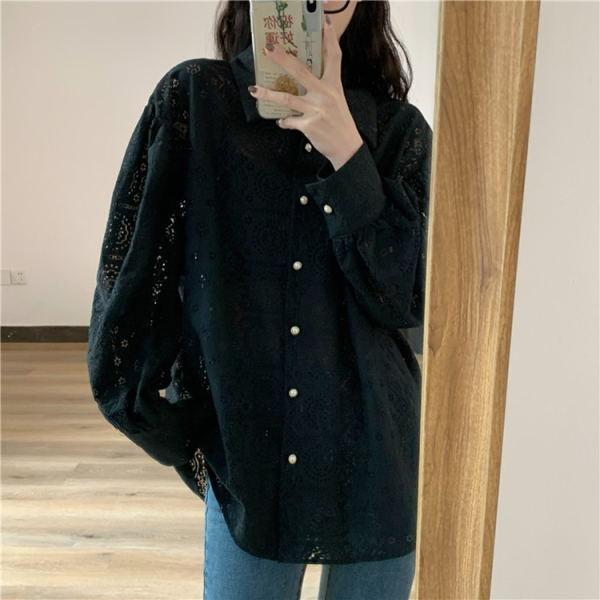 tシャツ Tシャツ シャツ ブラウス  レディース 花柄レース  トップス 長袖  ビジネス  オフィス 通勤 OL きれいめ |  | 06