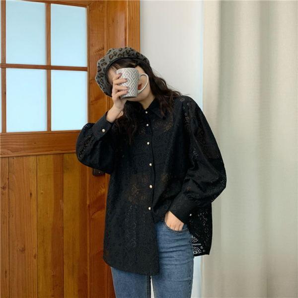 tシャツ Tシャツ シャツ ブラウス  レディース 花柄レース  トップス 長袖  ビジネス  オフィス 通勤 OL きれいめ |  | 08