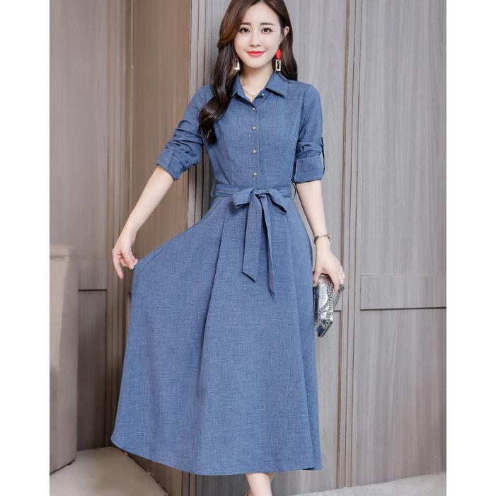 ワンピース レディース シャツワンピース Aライン マキシ丈