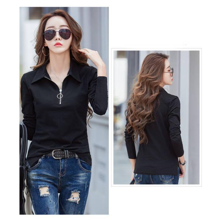 tシャツ Tシャツ レディース 長袖 ポロシャツ レディース 春秋 冬 カットソー  Vネック  スキッパー 大きいサイズ 白 黒 ゆったり カジュアル 無地 |  | 12