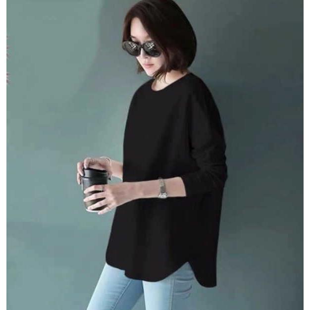 tシャツ レディース 裏起毛 長袖 ロンt カットソー 薄手微起毛 あったか 無地 プルオーバー ロングTシャツ ロンティー  スエット 体型カバー |  | 07