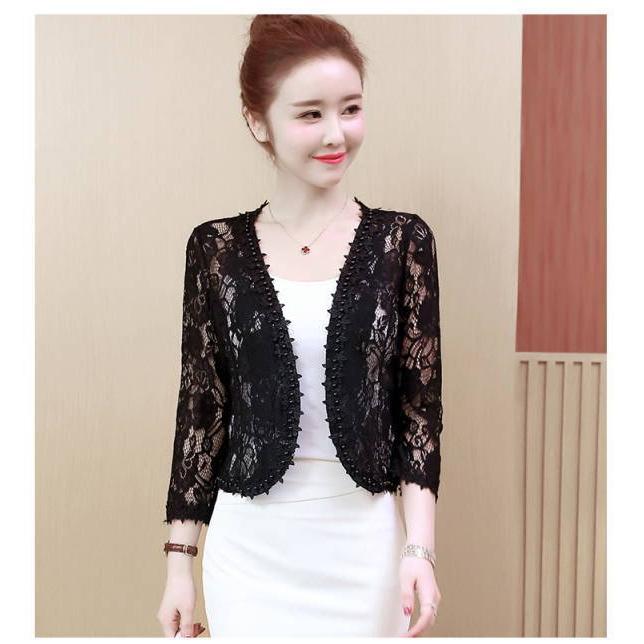 ボレロ レース カーディガン  レディース カーデ シアー トップス 花柄 レース パール パーティーボレロ レース 結婚式 二次会 半袖 ボレロ 結婚式ボレロ |  | 06