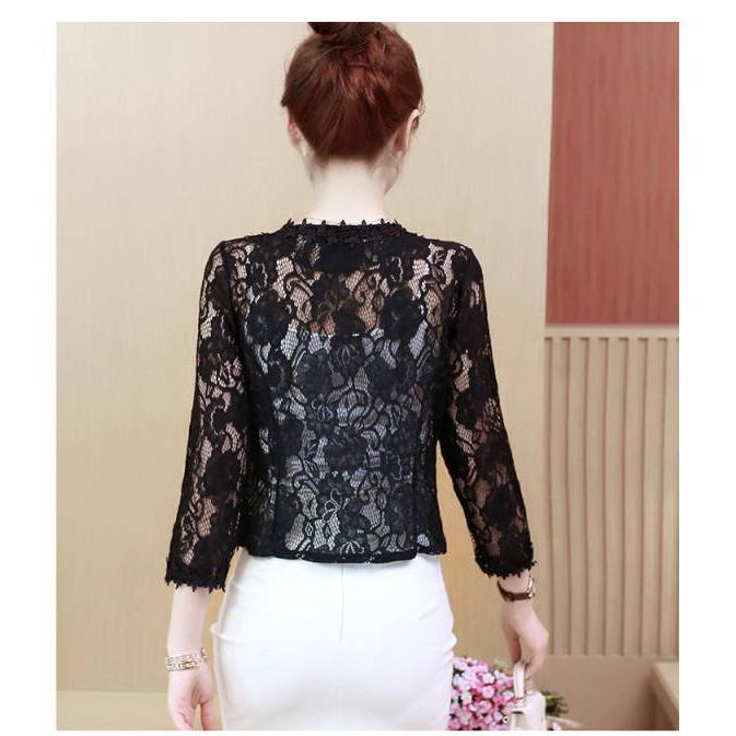 ボレロ レース カーディガン  レディース カーデ シアー トップス 花柄 レース パール パーティーボレロ レース 結婚式 二次会 半袖 ボレロ 結婚式ボレロ |  | 08