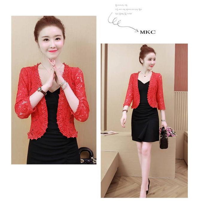 ボレロ レース カーディガン  レディース カーデ シアー トップス 花柄 レース パール パーティーボレロ レース 結婚式 二次会 半袖 ボレロ 結婚式ボレロ |  | 09