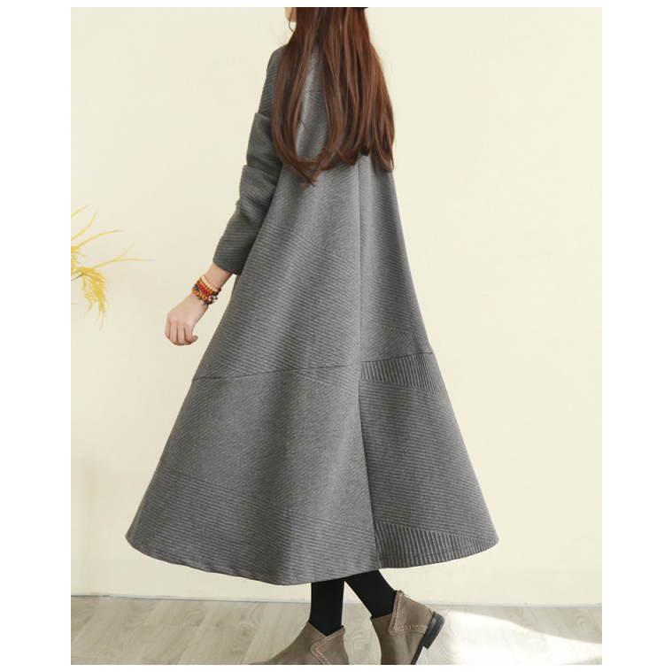 ニットワンピース レディース ロング 長袖  タートルハイネック カジュアル ニット 暖かい 変形デザイン 不規則 スタンドカラー 2021秋 秋 秋冬新作宅 |  | 04