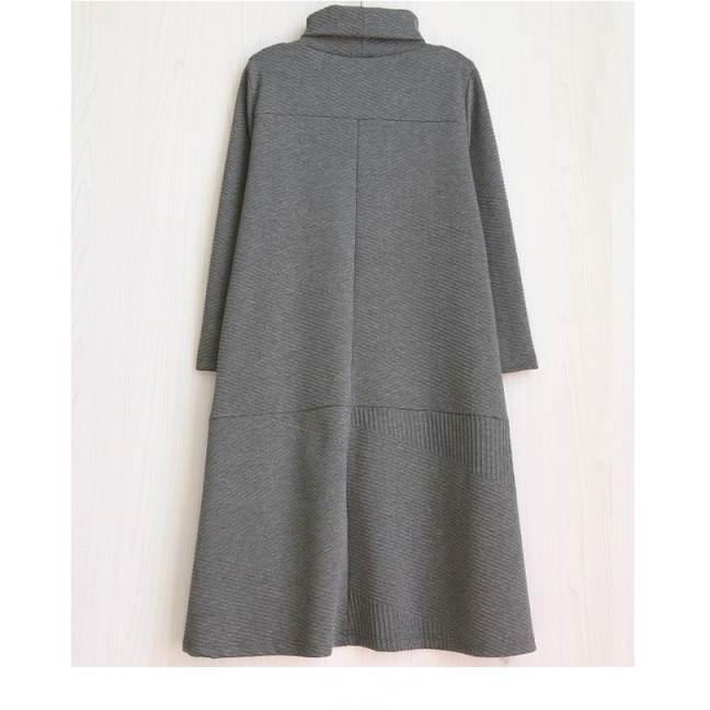 ニットワンピース レディース ロング 長袖  タートルハイネック カジュアル ニット 暖かい 変形デザイン 不規則 スタンドカラー 2021秋 秋 秋冬新作宅 |  | 09