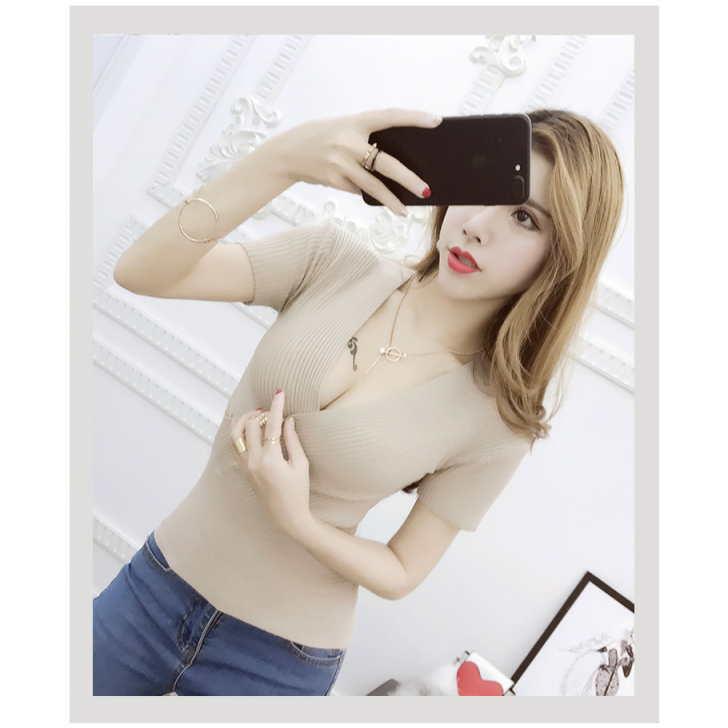 カットソー カシュクール 半袖 Vネック プルオーバー タイト スリム 薄手ニット リブ編み トップス レディース 春 夏 秋 |  | 15