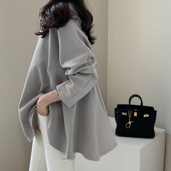 ラウンドネック フレア カットソー Tシャツ 長袖 トップス レディース 可愛い 流行 きれいめ シンプル 大人可愛い 春 秋 ゆったり 大きめ オーバーサイズ 無地 |  | 08