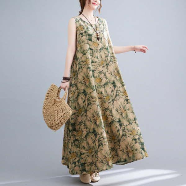ワンピース レディース 花柄 綿 リゾートワンピ ロング丈 マキシ丈ワンピース ノースリーブ 麻風 タンクトップワンピース ビーチ おしゃれ 可愛い 体型カバー |  | 14