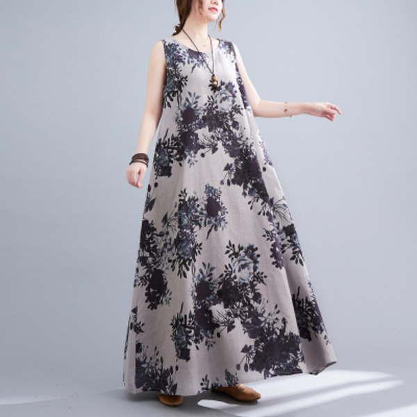 ワンピース レディース 花柄 綿 リゾートワンピ ロング丈 マキシ丈ワンピース ノースリーブ 麻風 タンクトップワンピース ビーチ おしゃれ 可愛い 体型カバー |  | 15
