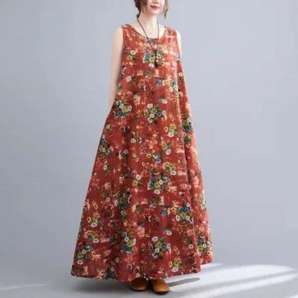 ワンピース レディース 花柄 綿 リゾートワンピ ロング丈 マキシ丈ワンピース ノースリーブ 麻風 タンクトップワンピース ビーチ おしゃれ 可愛い 体型カバー |  | 16