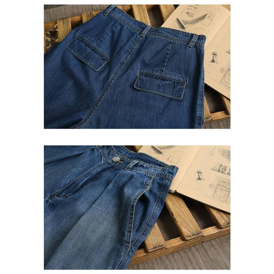 デニムパンツ レディース ワイド 大きいサイズ ボトムス ベイカーパンツ  タック ゆったり リラックス ゆるロングパンツ 大人可愛い フェミニン イージーパンツ |  | 10