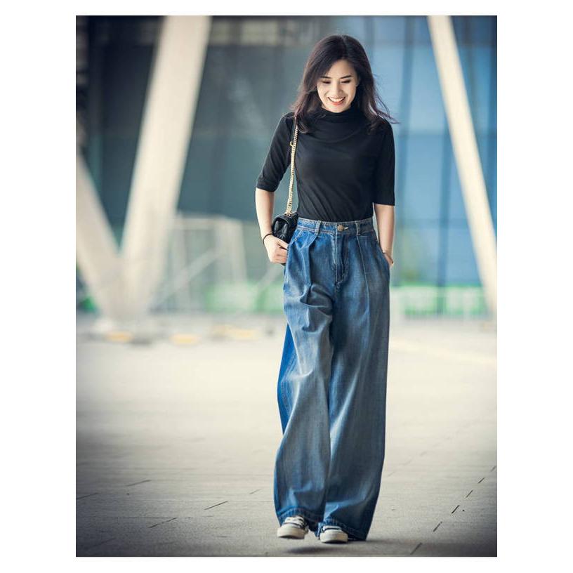 デニムパンツ レディース ワイド 大きいサイズ ボトムス ベイカーパンツ  タック ゆったり リラックス ゆるロングパンツ 大人可愛い フェミニン イージーパンツ |  | 04