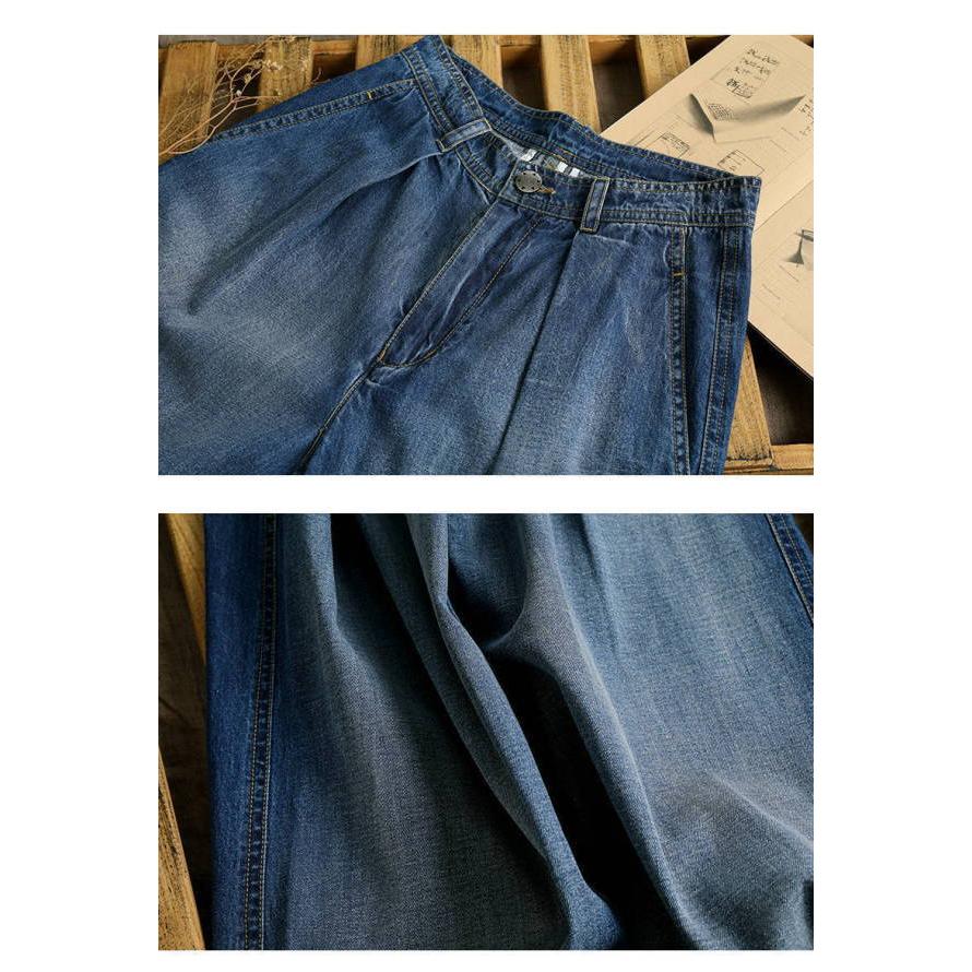 デニムパンツ レディース ワイド 大きいサイズ ボトムス ベイカーパンツ  タック ゆったり リラックス ゆるロングパンツ 大人可愛い フェミニン イージーパンツ |  | 09