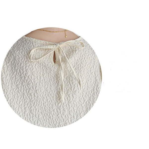 ジャガードブラウス エンボス加工 Aライン ペプラム 半袖 パフスリーブ バックリボン トップス レディース おすすめ おしゃれ スッキリ |  | 04