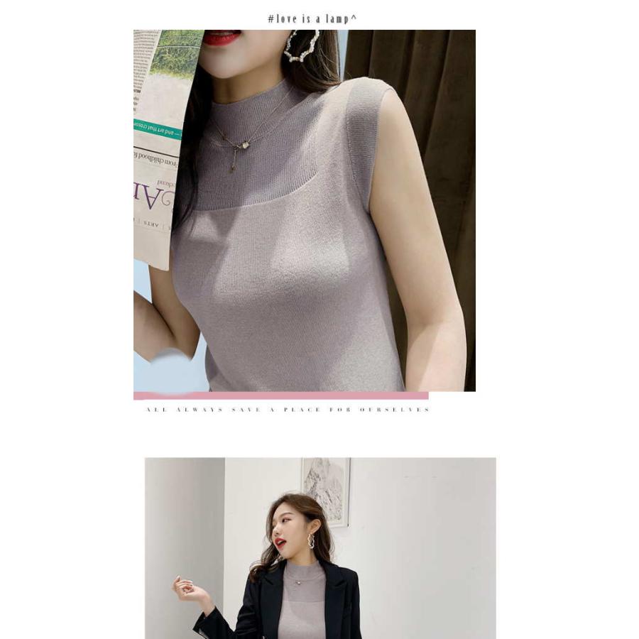 サマーニット シアー シースルー アイスシルク トップス 薄手 薄ニット ノースリーブ ストレッチ 無地 Tシャツ |  | 08