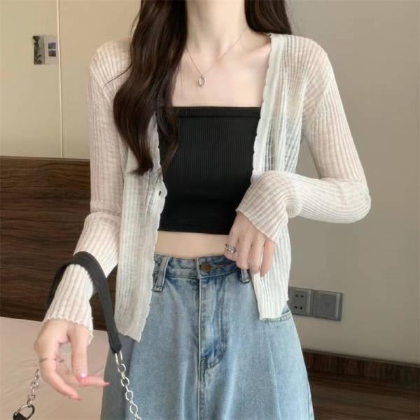 ニットカーディガン レディース テラコッタ  シアー パステル サマーニット 冷感 アイスシルク  薄手 ボレロ  紫外線カット サマーカーディガン リゾート  冷房 |  | 04