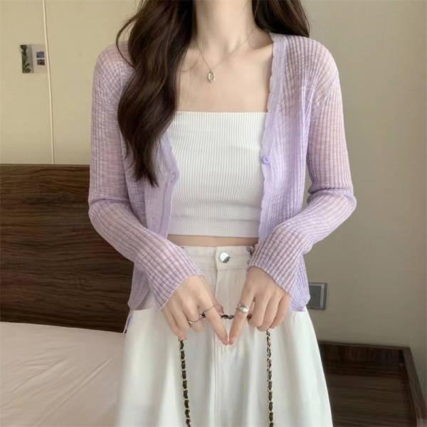 ニットカーディガン レディース テラコッタ  シアー パステル サマーニット 冷感 アイスシルク  薄手 ボレロ  紫外線カット サマーカーディガン リゾート  冷房 |  | 06