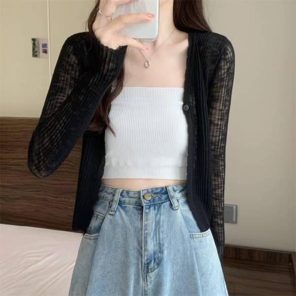 ニットカーディガン レディース テラコッタ  シアー パステル サマーニット 冷感 アイスシルク  薄手 ボレロ  紫外線カット サマーカーディガン リゾート  冷房 |  | 07