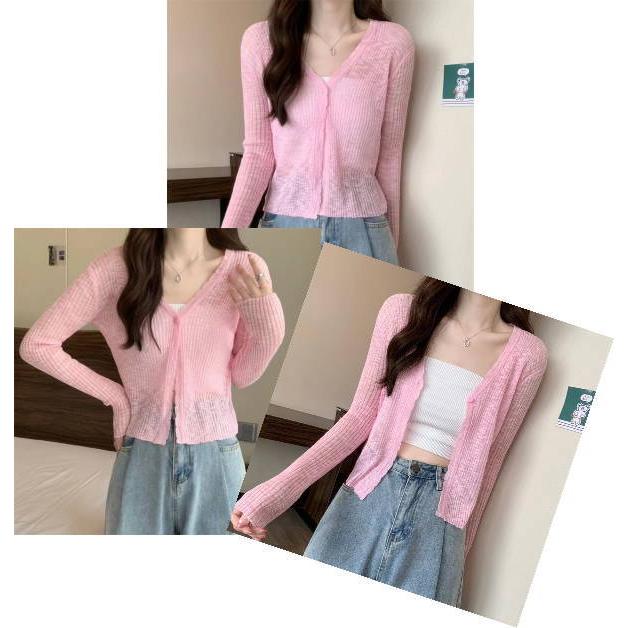 ニットカーディガン レディース テラコッタ  シアー パステル サマーニット 冷感 アイスシルク  薄手 ボレロ  紫外線カット サマーカーディガン リゾート  冷房 |  | 08