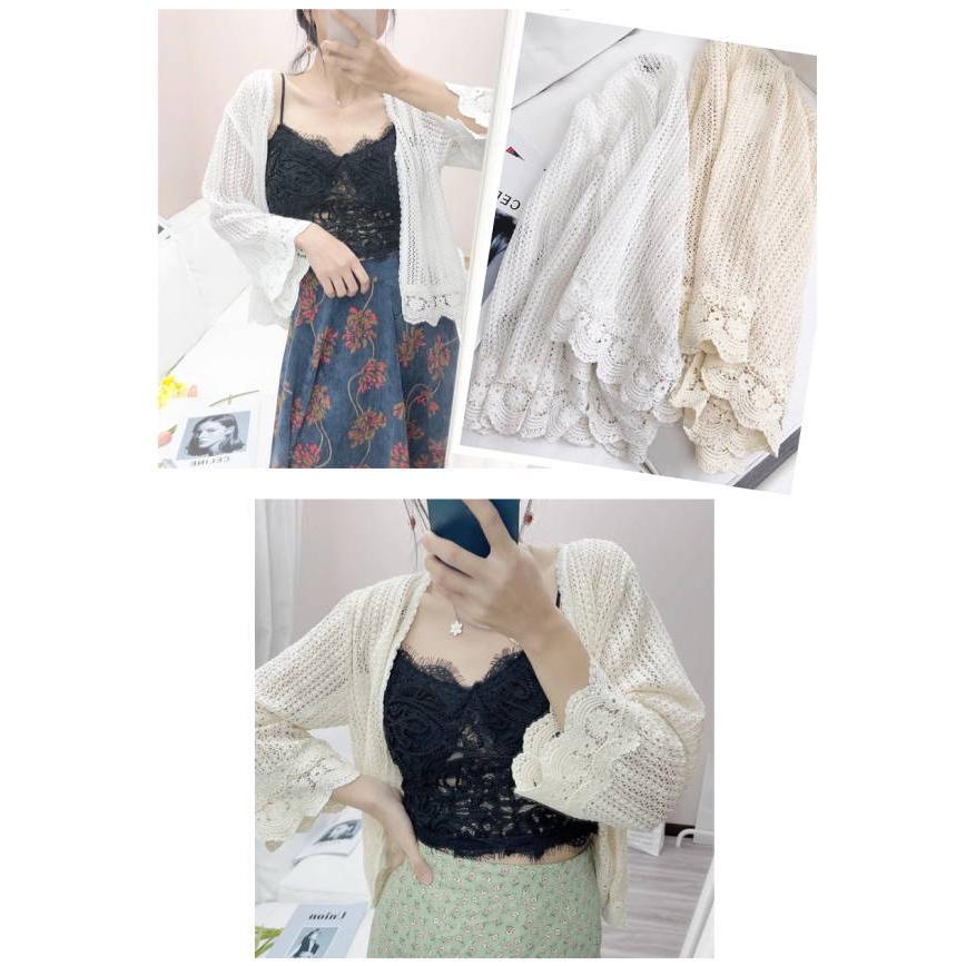 透かし編みカーディガン レディース スカラップ裾 ファッション 春 夏 秋 フェミニン ナチュラル 大人 洋服 かわいい服 可愛い |  | 06
