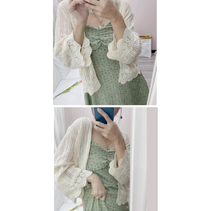 透かし編みカーディガン レディース スカラップ裾 ファッション 春 夏 秋 フェミニン ナチュラル 大人 洋服 かわいい服 可愛い |  | 07