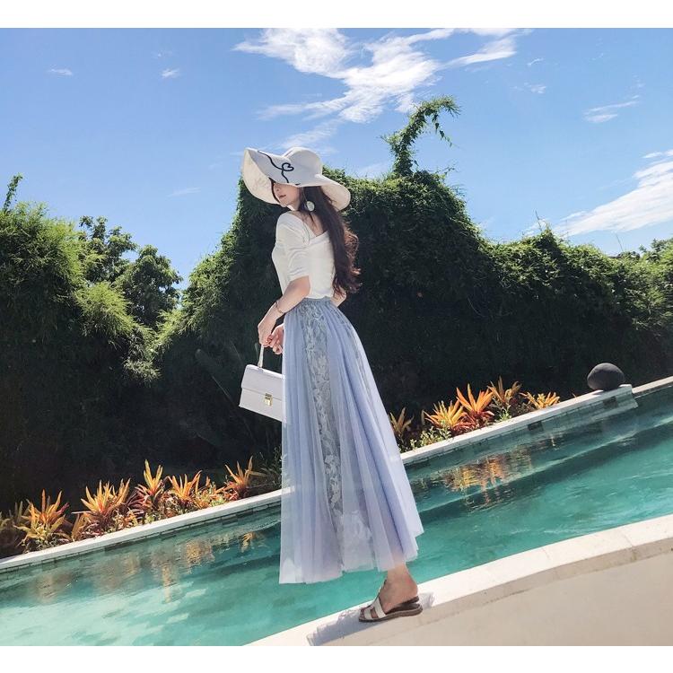 ロングスカート フレアスカート Aライン レース マキシスカート リゾート  ロング丈 シフォン シースルー シアーおうちコーデ (アパレル) |  | 06