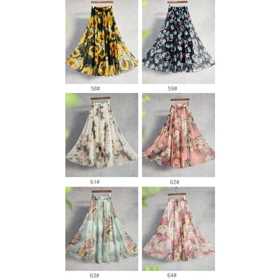 スカート マキシスカート ワンピース マキシ丈 フレア リゾート ロングスカート 花柄 レディース |  | 06