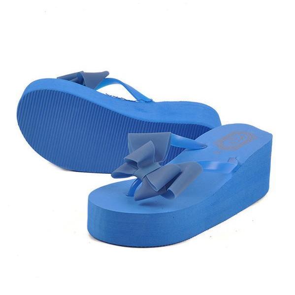 ビーチサンダル 厚底  ウェッジソール  トングサンダル リボン レディース  カラフル　靴　 秋 |  | 04