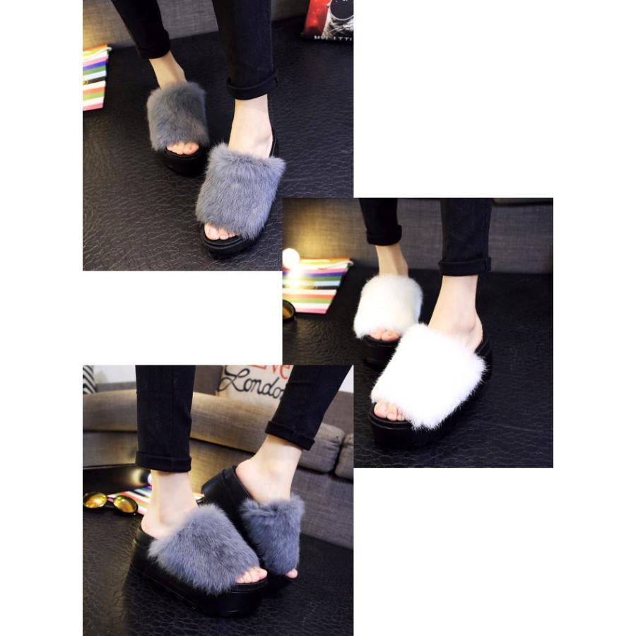 サンダル 厚底 コンフォート レディース  ファー付  秋 秋冬 ファー ウェッジソール シューズ シンプル 靴 全5色　宅 |  | 04