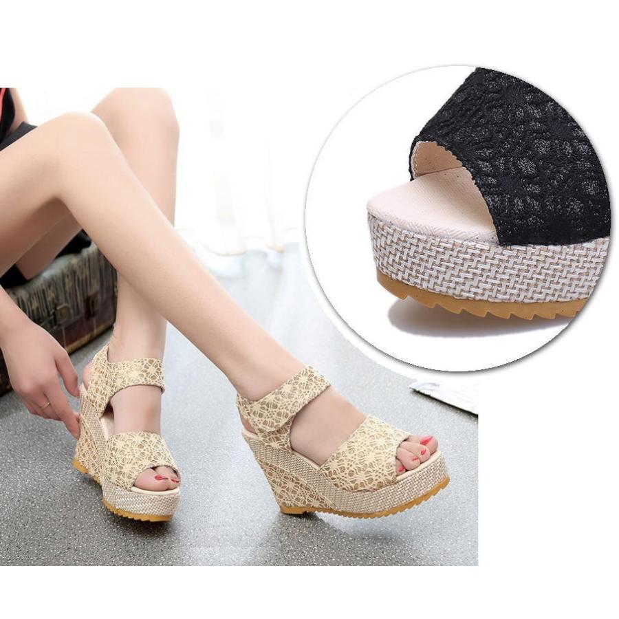 【在庫処分！ベージュ:37のみ】春夏 サンダル ミュール 厚底 リゾート レース 厚底サンダル ウェッジソール ヒール 返品不可 レディース メール便不可 |  | 05