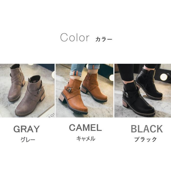 ブーツ レディース ショートブーツ エンジニアブーツ サイドジップ ミドルブーツ ショート丈 太ヒール 歩きやすい 美脚 |  | 05