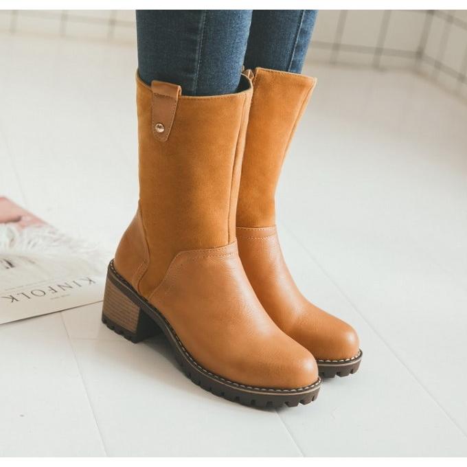 靴 ブーツ レディース ミドルブーツ ローヒール サイドジップ ミドル丈 ショートブーツ 太ヒール 歩きやすい 美脚 |  | 01