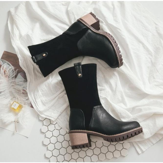 靴 ブーツ レディース ミドルブーツ ローヒール サイドジップ ミドル丈 ショートブーツ 太ヒール 歩きやすい 美脚 |  | 11