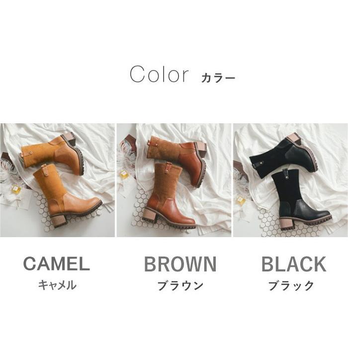 靴 ブーツ レディース ミドルブーツ ローヒール サイドジップ ミドル丈 ショートブーツ 太ヒール 歩きやすい 美脚 |  | 12