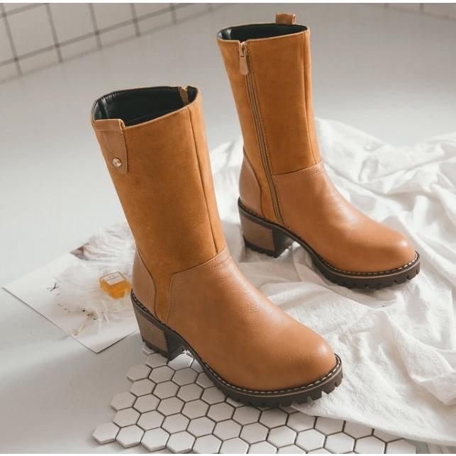 靴 ブーツ レディース ミドルブーツ ローヒール サイドジップ ミドル丈 ショートブーツ 太ヒール 歩きやすい 美脚 |  | 02