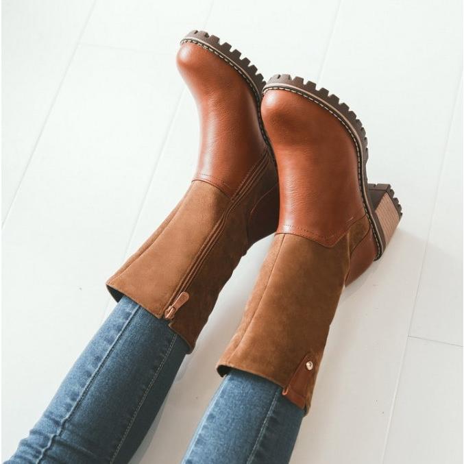 靴 ブーツ レディース ミドルブーツ ローヒール サイドジップ ミドル丈 ショートブーツ 太ヒール 歩きやすい 美脚 |  | 05