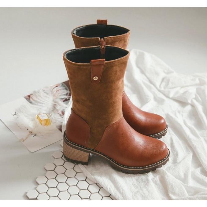 靴 ブーツ レディース ミドルブーツ ローヒール サイドジップ ミドル丈 ショートブーツ 太ヒール 歩きやすい 美脚 |  | 06