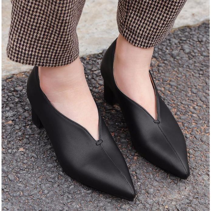 靴 パンプス レディース チャンキーヒール ローヒール ポインテッドトゥ 走れる 痛くない 太ヒール 歩きやすい 美脚 |  | 08